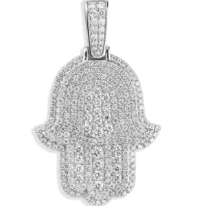 10K White Gold 3D Double Layer Hamsa Pendant bhumit